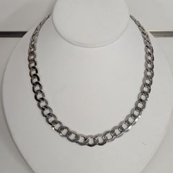 18kt White Gold 10.5mm Hollow Curb Chain
