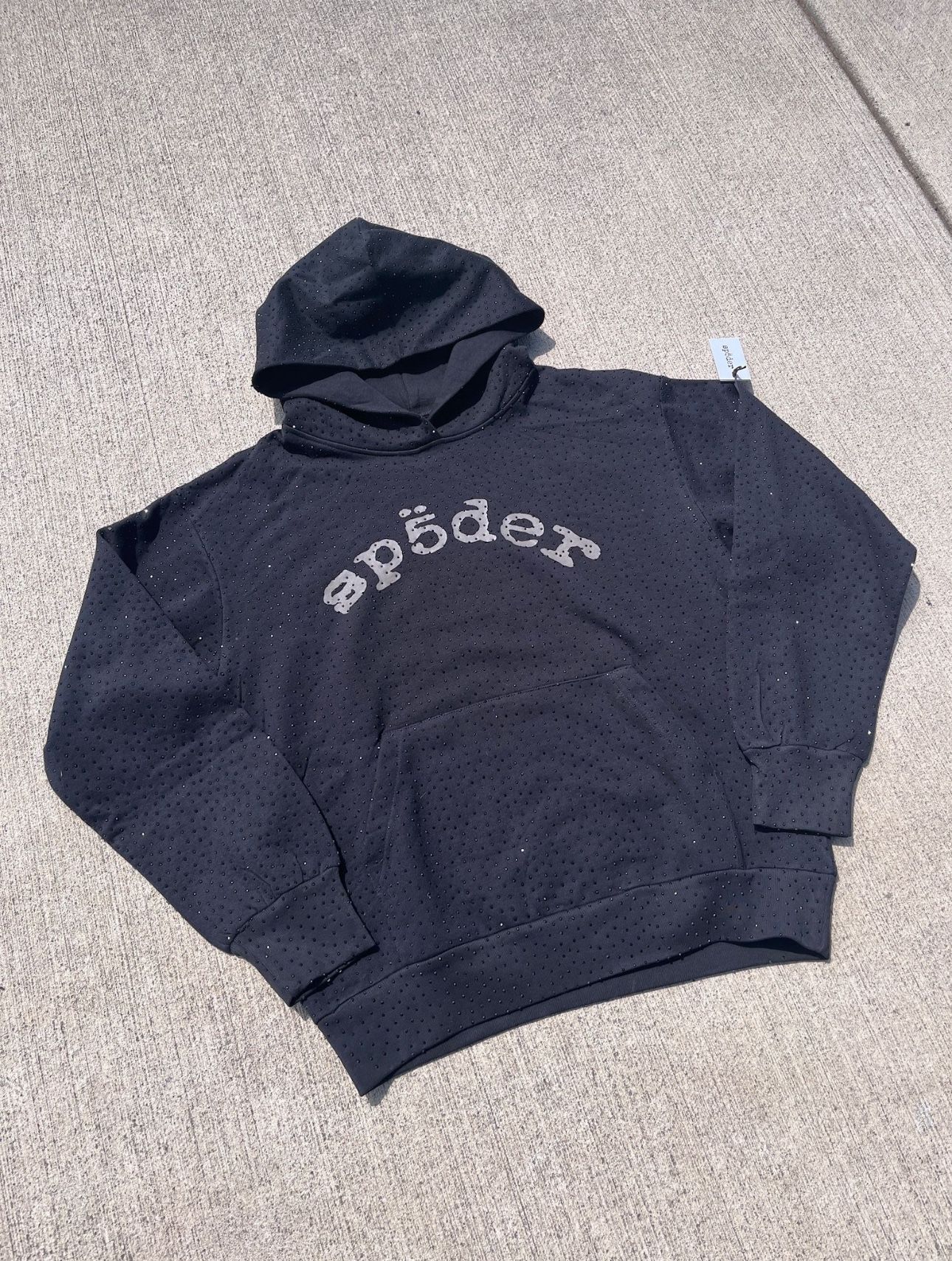 Black And White VVS Rhinestone Spider Hoodie