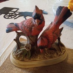 Vintage Lofton Bluebird And Two Cardinals Figurines
