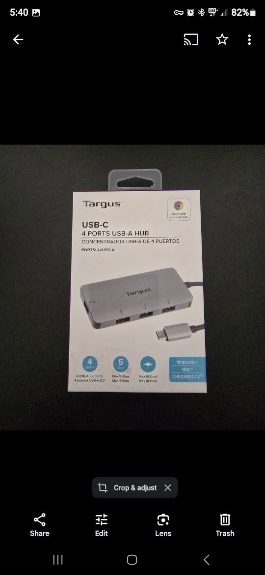 Targus USB-C To 4 Port USB-A Hub. Black. NEW IN BOX. Used For Mac, PC & Chromebook.
