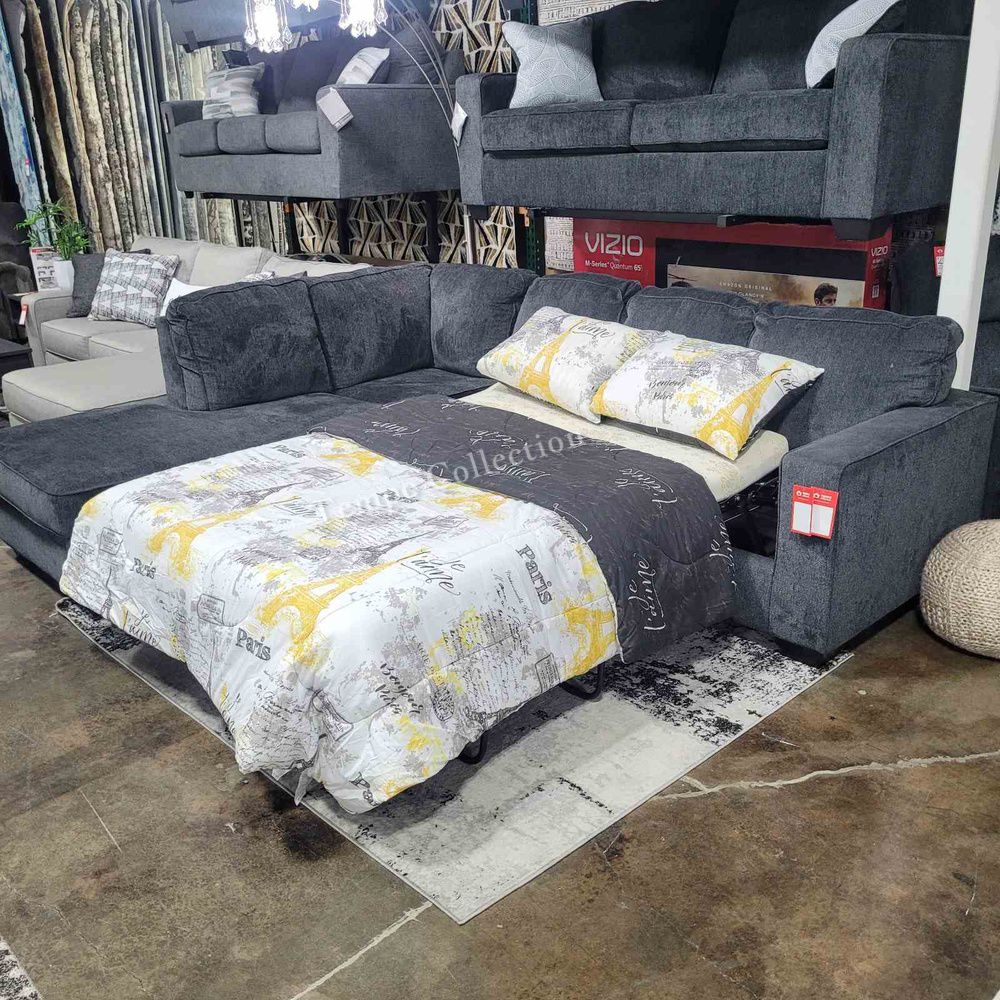 L Shaped  Sleeper Sectional, Great for Guests, Slate Color, 2 Configurations, SKU#1087213LS