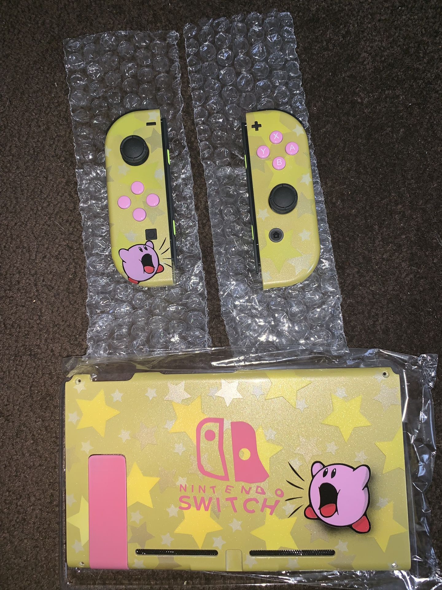 Custom Kirby JoyCons and Custom Kirby Backplate for Nintendo Switch