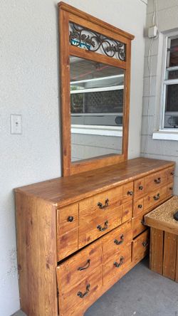pine solids construction and heavy rustic styling.