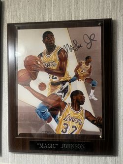Autographed Magic Johnson plaque