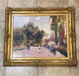 Vintage Gold Framed Print by Claude Monet (39” Wide x 34” Tall)