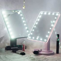 New LED Lighted Makeup Mirror – White & Black, Portable Vanity Mirror