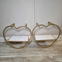 Gold Heart Wall Shelves Set of 2