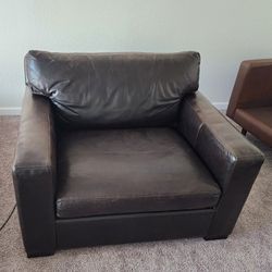 Crate & Barrel Axis Leather Chair And A Half