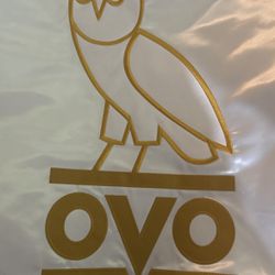 OVO WHITE AND GOLD LETTERMAN LACKET