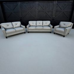 Costco Top Grain Leather Couch Set - También Hablo Español 