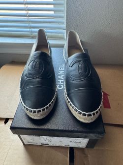 Chanel Espadrilles Lambskin Black size 38, fits 7.5, new never worn