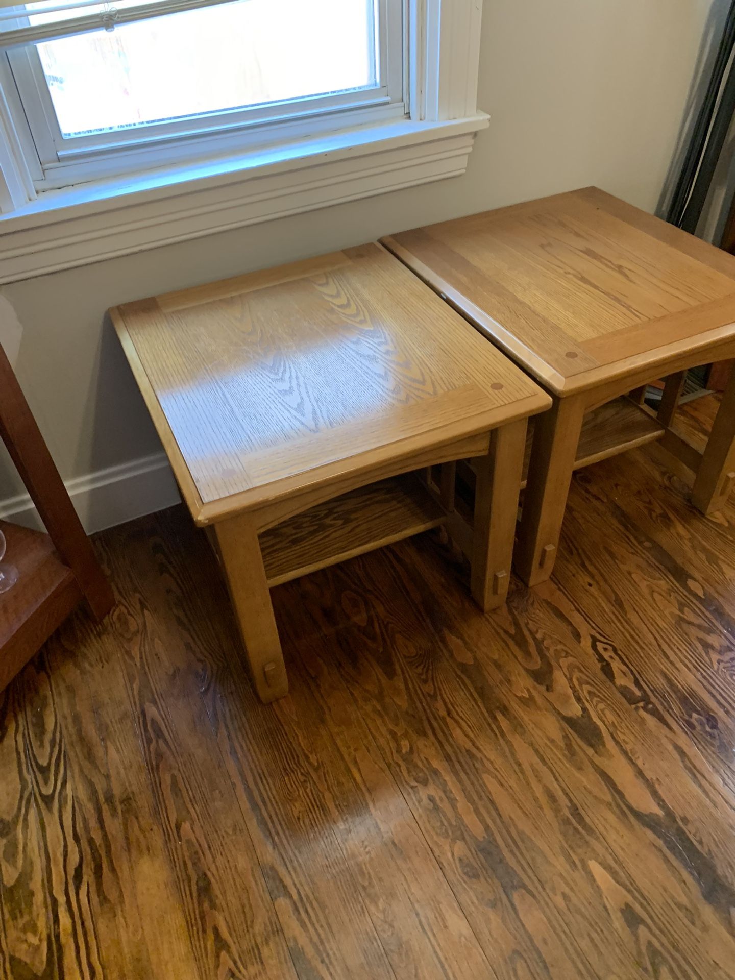 Two Oak End Tables 