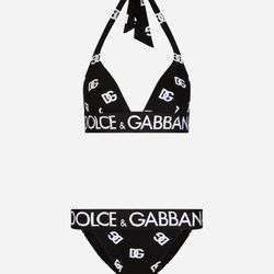 Dolce Gabbana Triangle bikini with all-over DG logo print