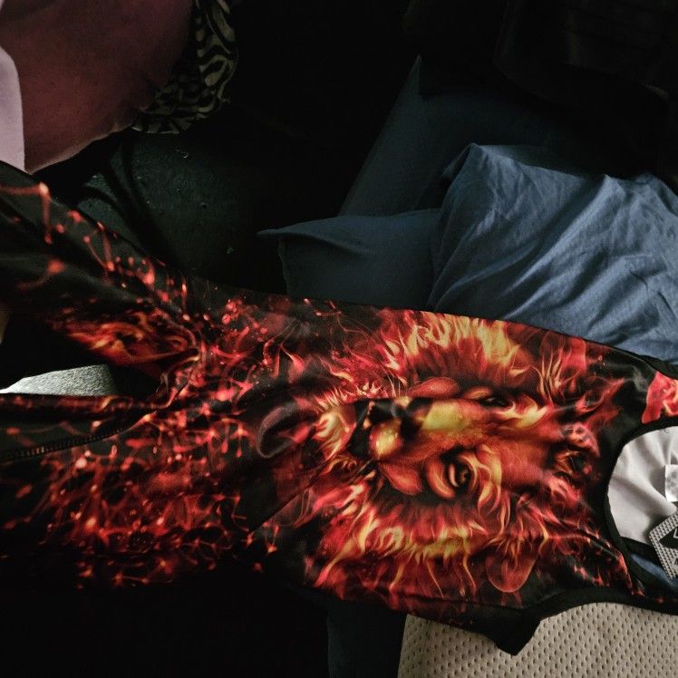 Lyrcra Med Spandex Wrestling Singlet Fire Lion