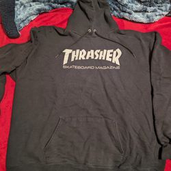 THRASHER Skateboard Magazine Black Hooded Sweatshirt Hoodie Adult X-Large