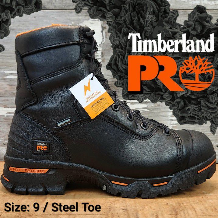 New TIMBERLAND PRO Men's Endurance 8" Steel Toe Waterproof Work Boots Botas Size: 9