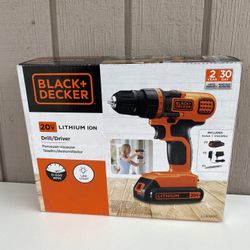 New! BLACK & DEKER 20-Volt MAX Lithium-Ion Cordless 3/8 in. Drill/Driver with Battery 1.5Ah and Charger