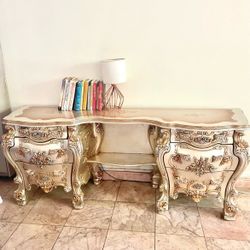 French Victorian Silver Rose Gold Rocco Vanity