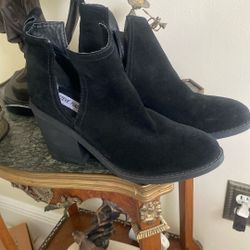 Steve Madden Ankle Boot Women 7M Black Leather Suede Cutout  Bootie Sharini