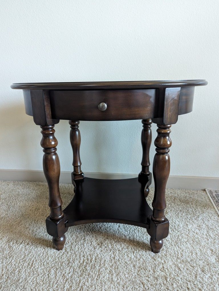 Solid Wood Oval End Table