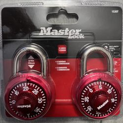 Master Lock Dial Number Combination Locker Lock, Assorted Colors, 2 Pack