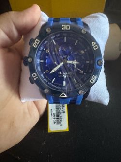 MEN'S BRAND NEW NICE INVICTA BLUE SILICONE STRAP BAND CHRONOGRAPH WATCH.