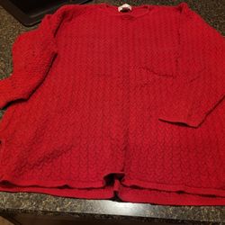 women 3xl Worthington crewneck red braided ls heavy sweater  lot 68