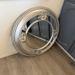 28” Round Acrylic Silver Mirror Boho Decor 