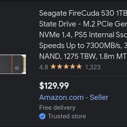 1tb Firecuda  SeaGate 530 SSD For Gaming Consoles, Like Pc,Or PS5!!