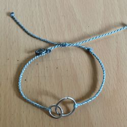 PURA VIDA Smoke Blue Mini Braid Bracelet with Double Silver Circles