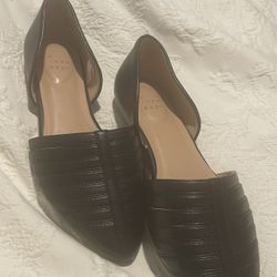 NWOT A New Day Size 6.5 Black Faux Leather Pointed Toe Flats