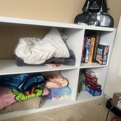 WHITE CUBE BOOKSHELF 4 CUBBY STORAGE 