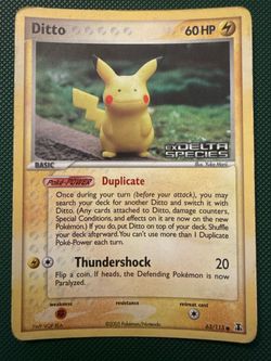 Ditto 63/113 Ex Delta Species Pikachu Reverse Holo Stamped Clay Pokemon Card