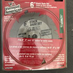 Vermont American 6” Stack Of Dado Set - Fits 8”, 9”, & 10” Radio And Table Saws
