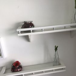 Sturdy White Wooden Shelves Set Of 2