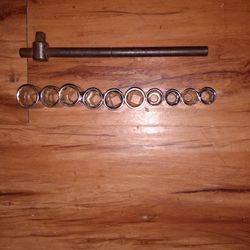 Rare Antique Snap On F5 Sliding T Handle Breaker Bar Late 1930s, W/ Misc Sockets