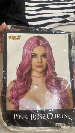 Pink rose curl wig