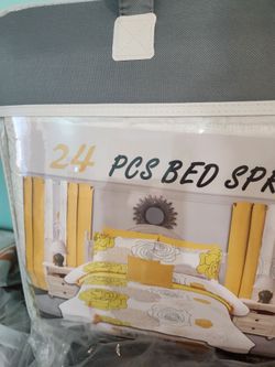 24-Piece Bed Spread Set Yellow Floral