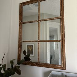 Wooden Wall Decor Window Mirror