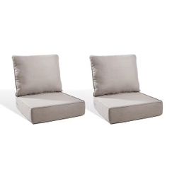 PlushCore 22 in. x 24 in. x 6 in. 4-Piece Deep Seating Outdoor Lounge Chair Thick Cushion Set in Beige (2-Set)