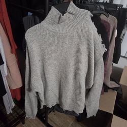 Grey Zenana Long Sleeve Sweater In Size XL