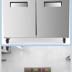 Wilprep 48" W Commercial Refrigerator Sandwich&Salad Prep Table 2 Door Stainless Steel Counter Fan Cooling Refrigerator with 12 GN 1/6 Pans for Restau