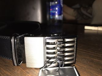 59 inch black leather belt