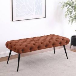 New Tufted Accent Bench with Metal Legs in a Beautiful Rust Color! Best Prices! 