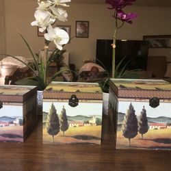 Set of 3 Vintage Wood Decorative Boxes