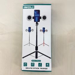 IMOLI 67in Selfie Stick Tripod Pink Dual Lights 360 Rotation Remote Control NEW