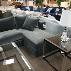 Black Soft Fabric Sectional Sofa 