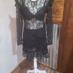 New Mad For Love Black Sheer Midi Dress 