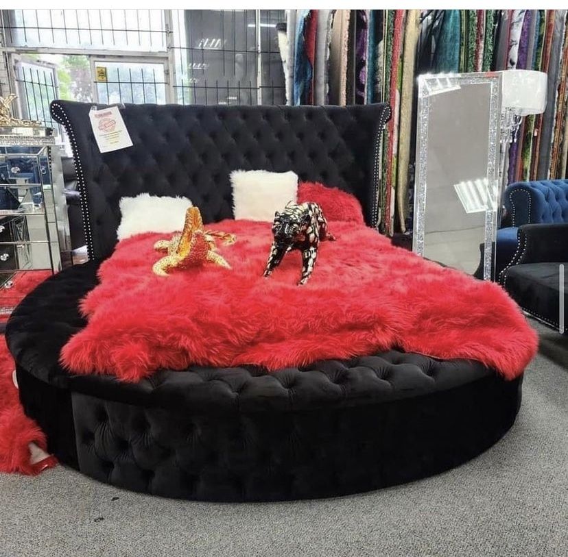 New Black Velvet With Storage Queen Size