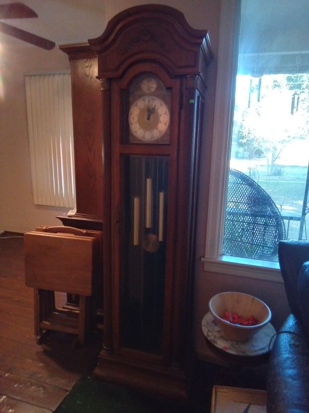 Antique Ridgeway Grandmother Clock W Chimes
